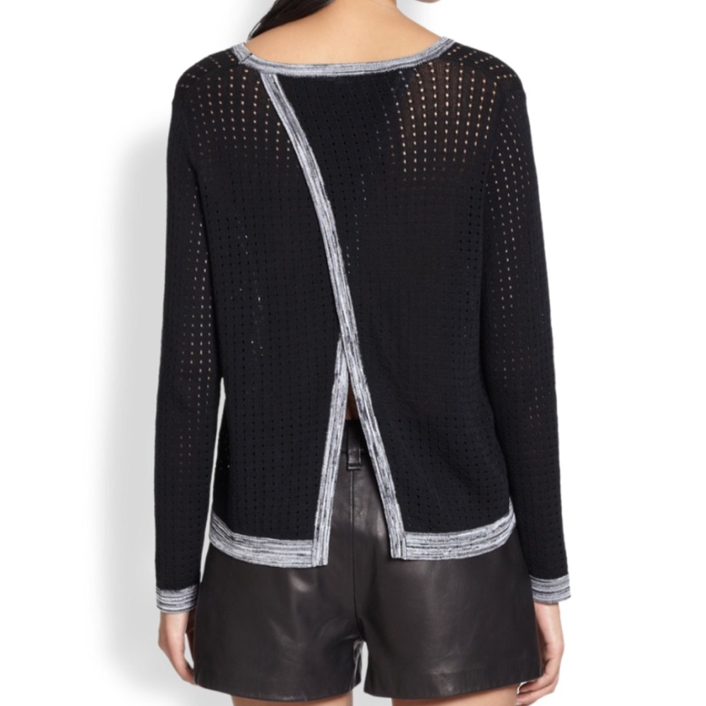 Rag & Bone Perforated Split Back Pullover Blue - Picture 2 of 7